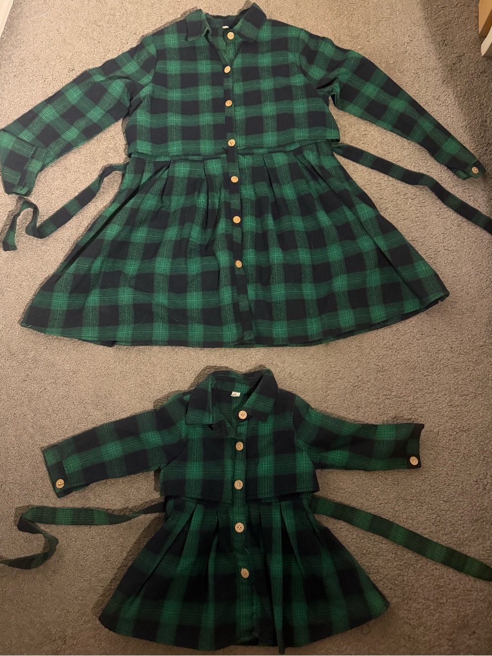 Mommy and me matching dress set Black Plaid Button-Front kids and women dresses